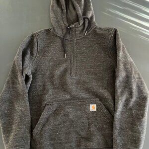 Barely Worn Women's Med Carhartt Quarter Zip, Lined Sweatshirt, Gray